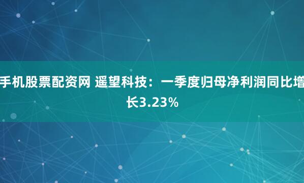 手机股票配资网 遥望科技：一季度归母净利润同比增长3.23%